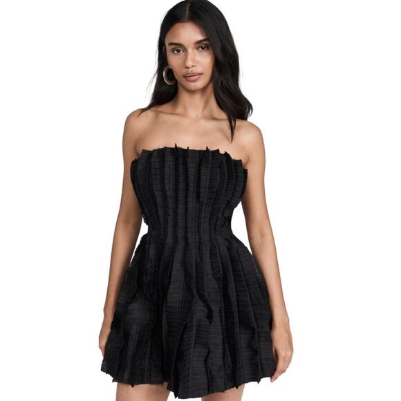 Aje Hybrid Pleated Linen Blend Strapless A-Line Mini Dress Size 6 NWT - Picture 1 of 9